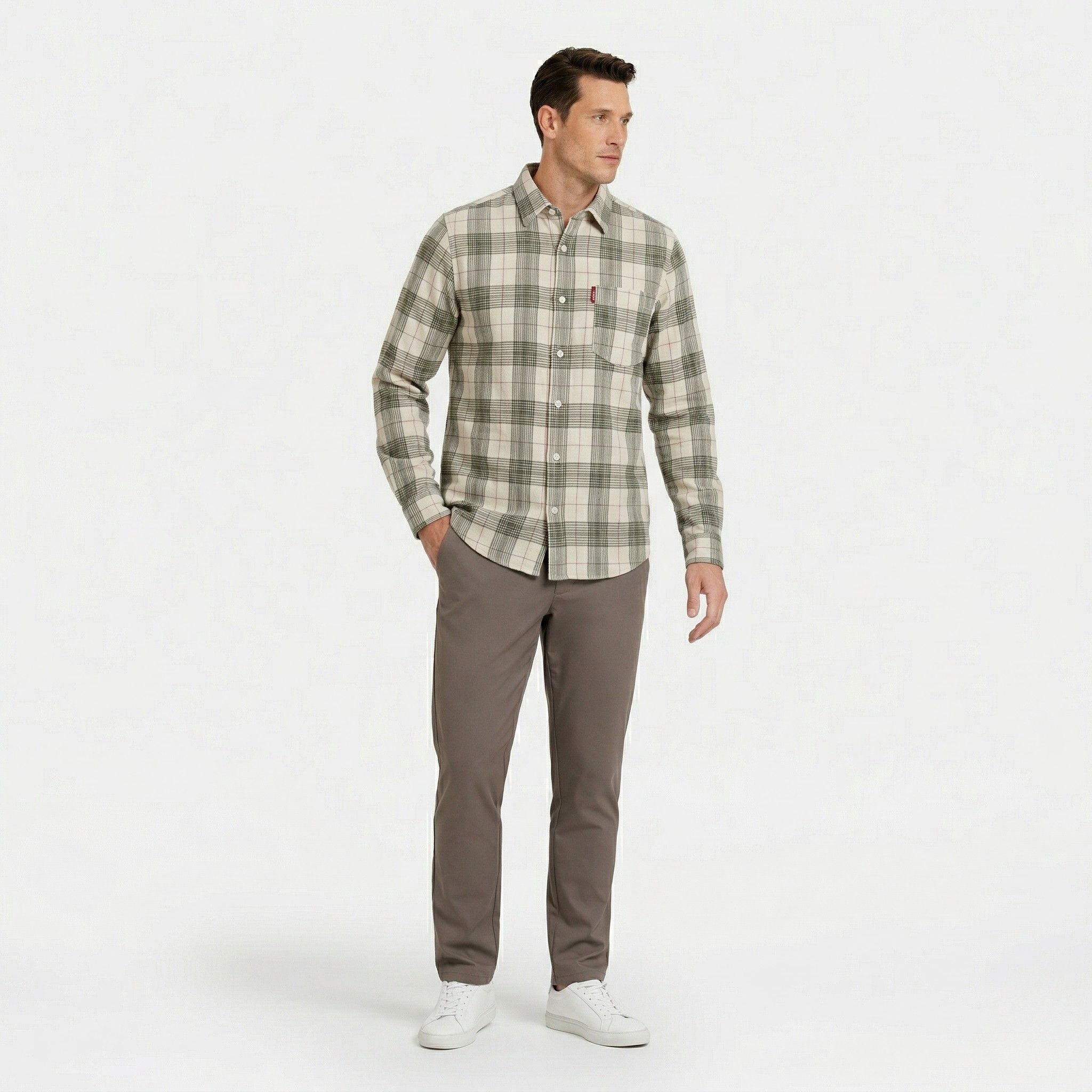 Men's Long Sleeve Shirt Button-Down Collar Regular Fit