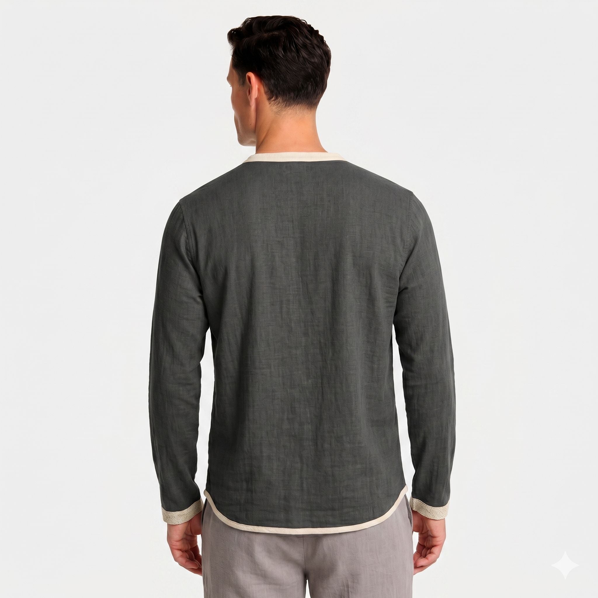 Men's Henley Shirt Long Sleeve Regular Fit