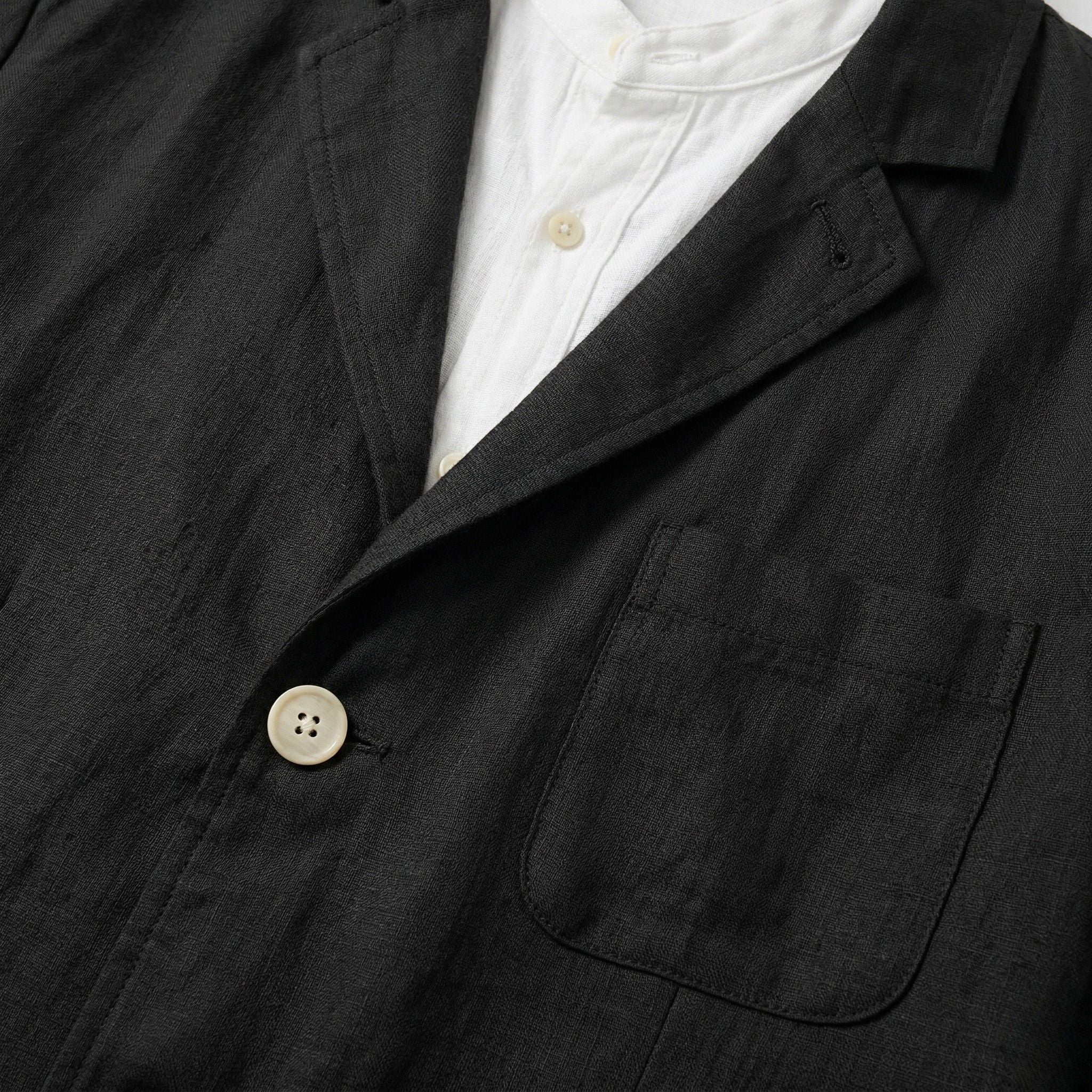 Men's Linen Jacket Notch Lapel Button-Front Blazer Relaxed Fit