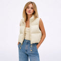 Women's Cropped Puffer Vest Zip-Up Regular Fit