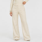 Women's Flare Trousers Button Tab High Waist Regular Fit