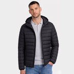 Men's Lightweight Padded Jacket Hooded Zip-Up Regular Fit