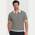 Men's Striped Polo Short Sleeve Button Regular Fit