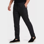 Men's Linen Trousers Elasticated Drawstring Waist Tapered Fit