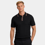 Men's Tipped Collar Polo Herringbone Short Sleeve Regular Fit