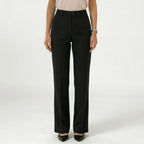 Women's Tailored Trousers Mid-Rise Flat-Front Straight Fit