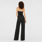 Women's Flare Trousers Button Tab High Waist Regular Fit