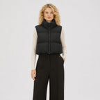 Women's Cropped Puffer Vest Zip-Up Regular Fit