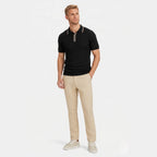 Men's Tipped Collar Polo Herringbone Short Sleeve Regular Fit