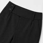 Women's Flare Trousers Button Tab High Waist Regular Fit