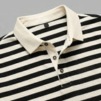 Men's Striped Polo Short Sleeve Button Regular Fit