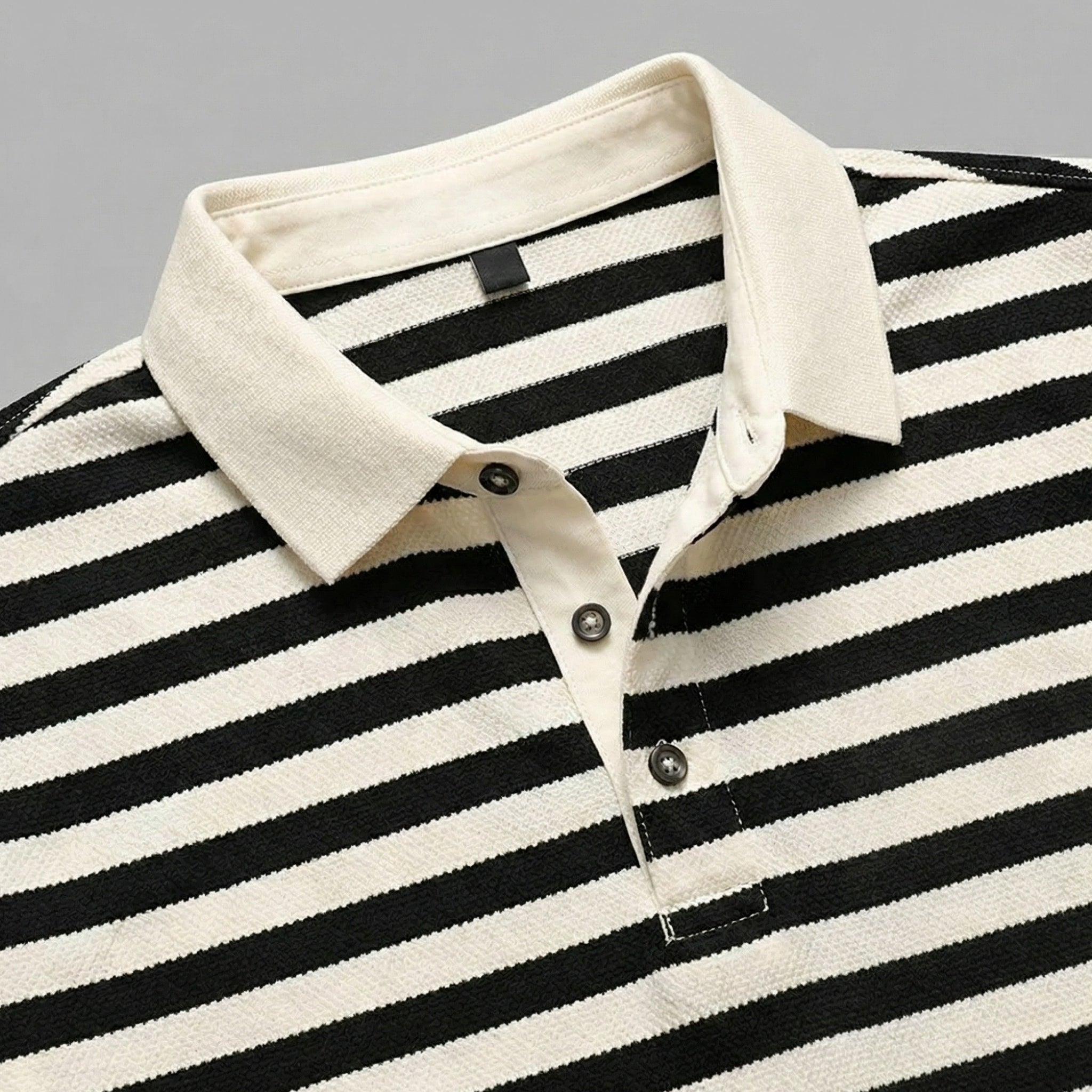 Men's Striped Polo Short Sleeve Button Regular Fit