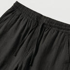 Men's Linen Trousers Elasticated Drawstring Waist Tapered Fit