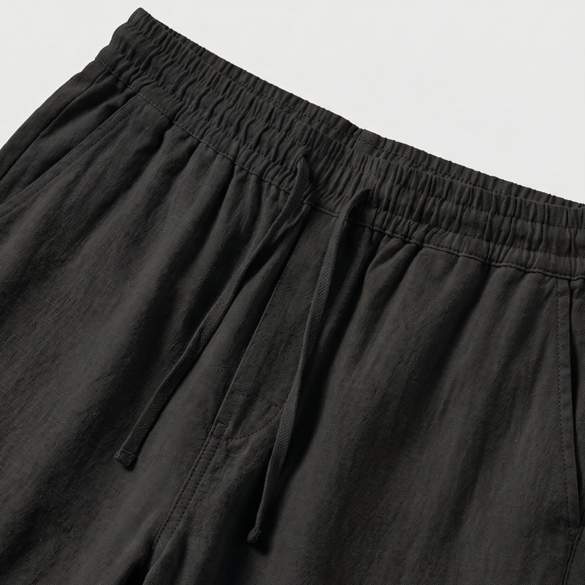 Men's Linen Trousers Elasticated Drawstring Waist Tapered Fit