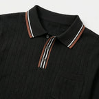 Men's Tipped Collar Polo Herringbone Short Sleeve Regular Fit