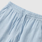 Men's Linen Trousers Elasticated Drawstring Waist Tapered Fit