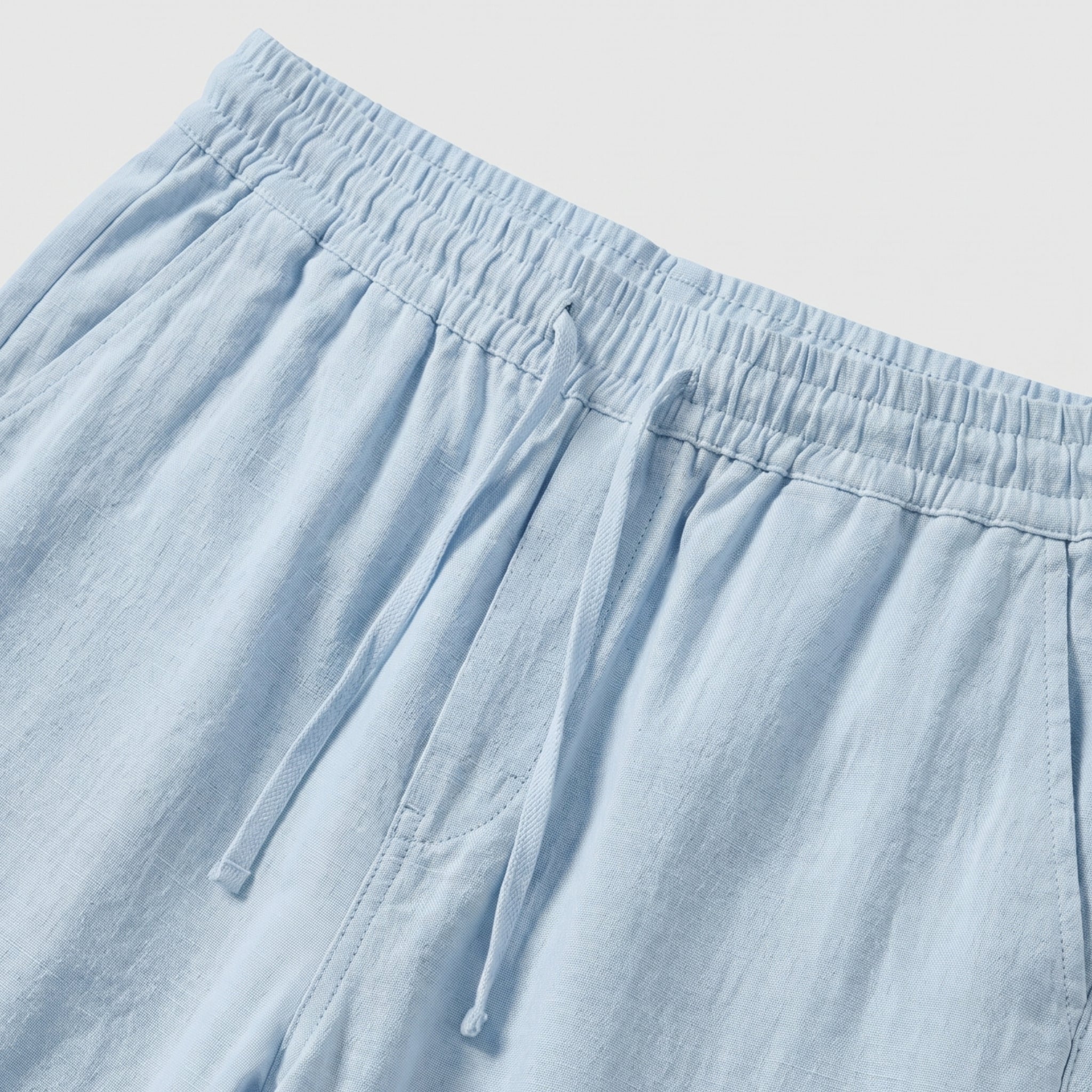 Men's Linen Trousers Elasticated Drawstring Waist Tapered Fit