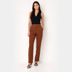 Women's High Waist Trousers Front Seam Tailored Fit