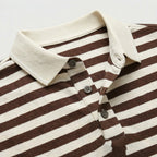 Men's Striped Polo Short Sleeve Button Regular Fit