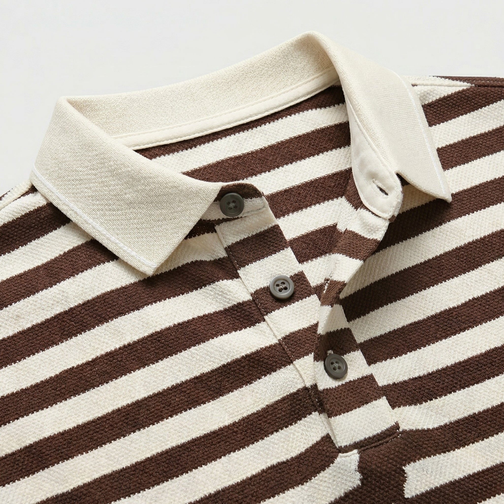 Men's Striped Polo Short Sleeve Button Regular Fit