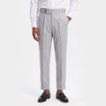 Men's Adjuster Waistband Trousers Double-Pleat Tapered Fit