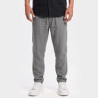 Men's Linen Trousers Elasticated Drawstring Waist Tapered Fit