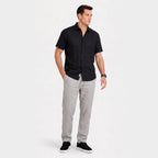 Men's Linen Trousers Elasticated Drawstring Waist Tapered Fit
