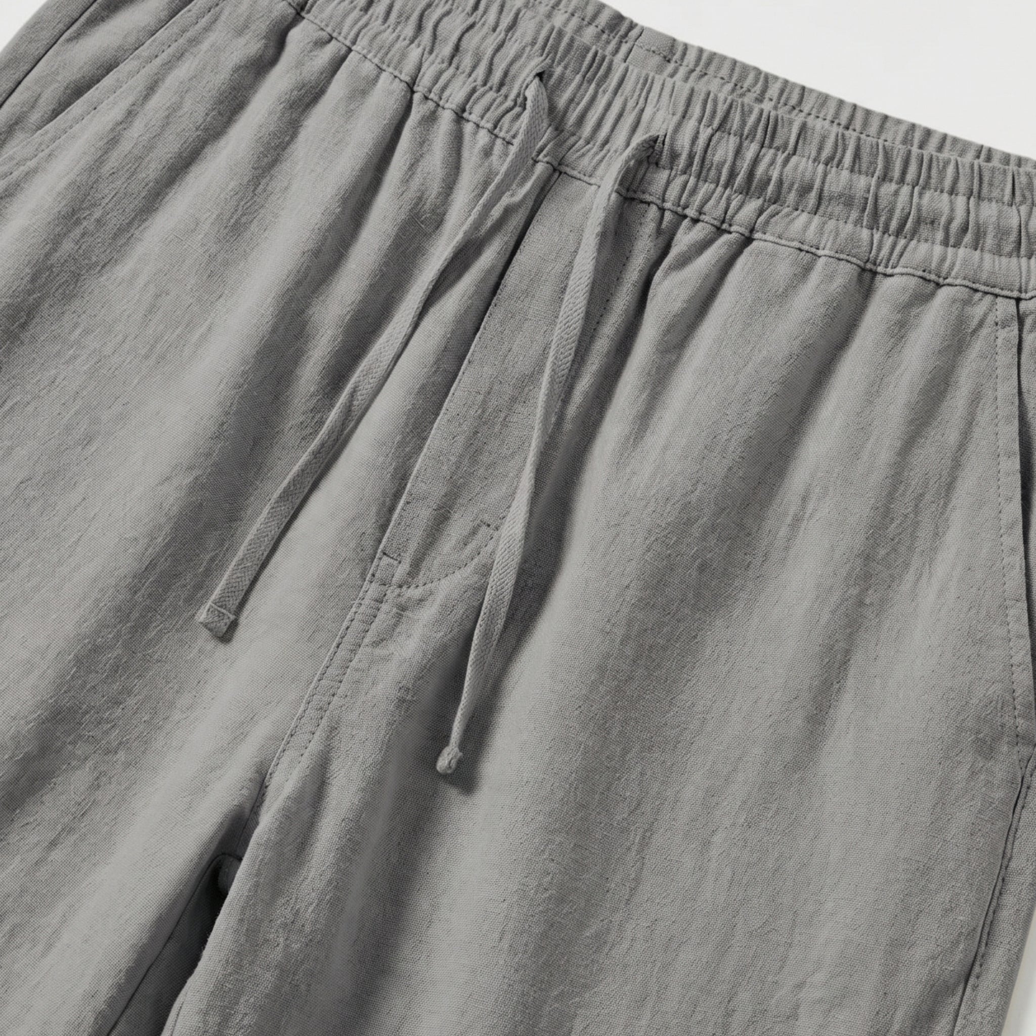 Men's Linen Trousers Elasticated Drawstring Waist Tapered Fit