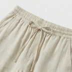 Men's Linen Trousers Drawstring Straight Fit