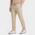 Men's Linen Trousers Elasticated Drawstring Waist Tapered Fit