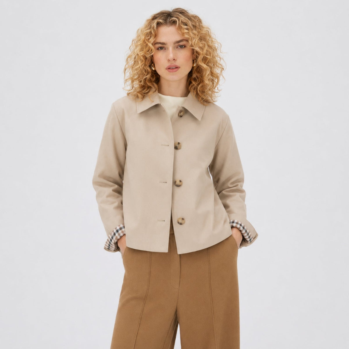 Women's Jacket Shirt Collar Button-Through Regular Fit