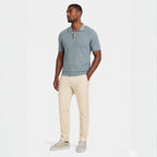 Men's Tipped Collar Polo Herringbone Short Sleeve Regular Fit
