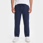 Men's Linen Trousers Drawstring Straight Fit