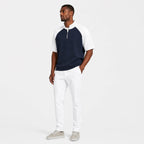 Men's Waffle jumper Quarter-Zip Colour Block Regular Fit