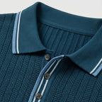 Men's Tipped Collar Polo Herringbone Short Sleeve Regular Fit