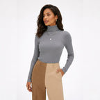Women's Ribbed Skivvy Jumper Neck Ribbed Long Sleeve