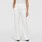 Women's Flare Trousers Button Tab High Waist Regular Fit