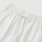 Men's Linen Trousers Drawstring Straight Fit