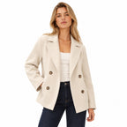 Women's Double-Breasted Jacket Notched Lapels Relaxed Fit