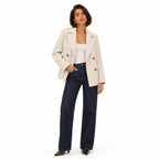 Women's Double-Breasted Jacket Notched Lapels Relaxed Fit