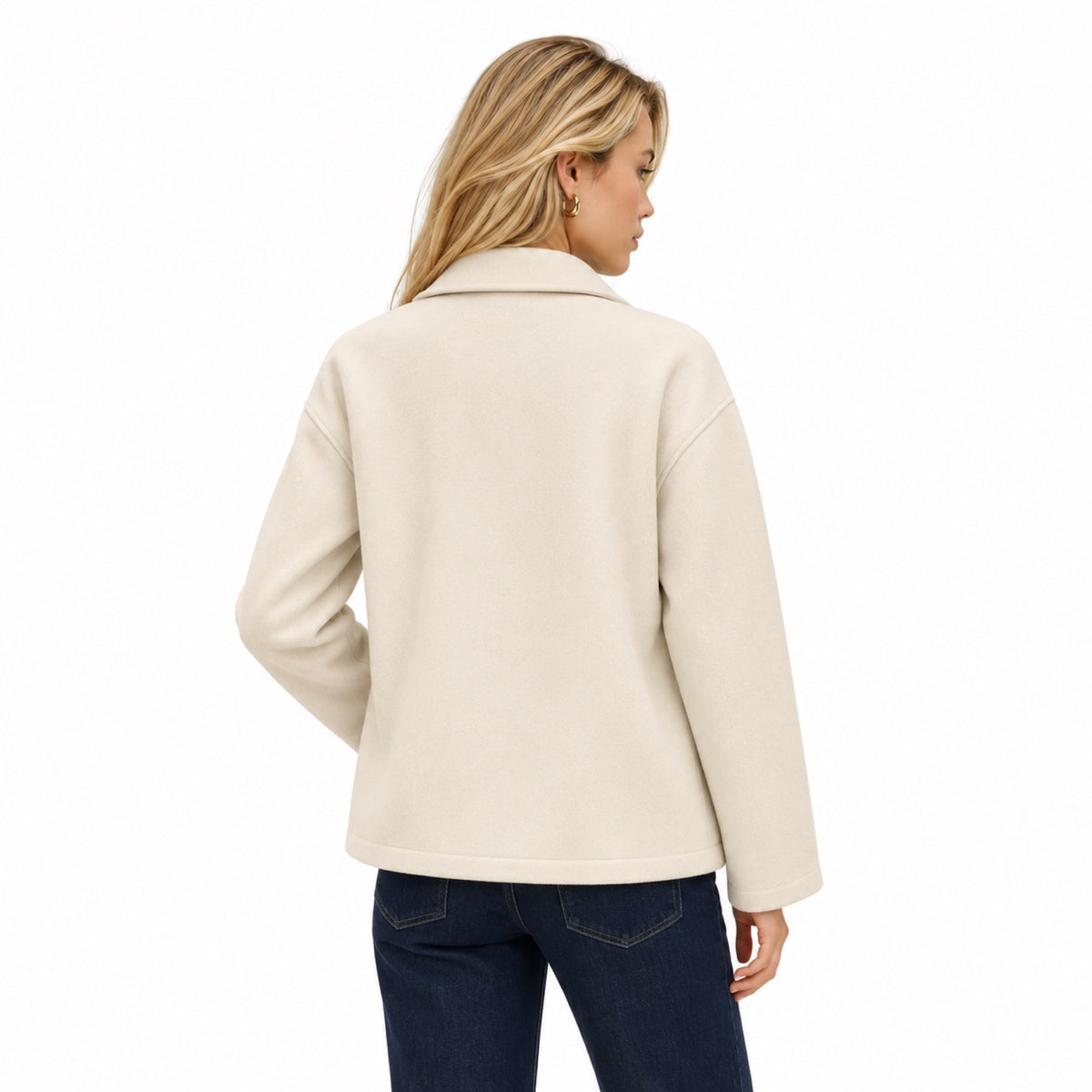 Women's Double-Breasted Jacket Notched Lapels Relaxed Fit