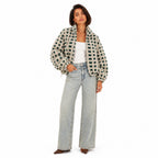 Women's Textured Grid Jacket Funnel Neck Relaxed Fit