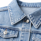 Women's Cropped Denim Jacket Light Wash Relaxed Fit - Blue detail