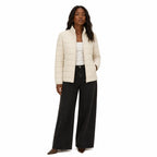 Women's Lightweight Quilted Puffer Jacket Stand Collar Regular Fit - Beige front