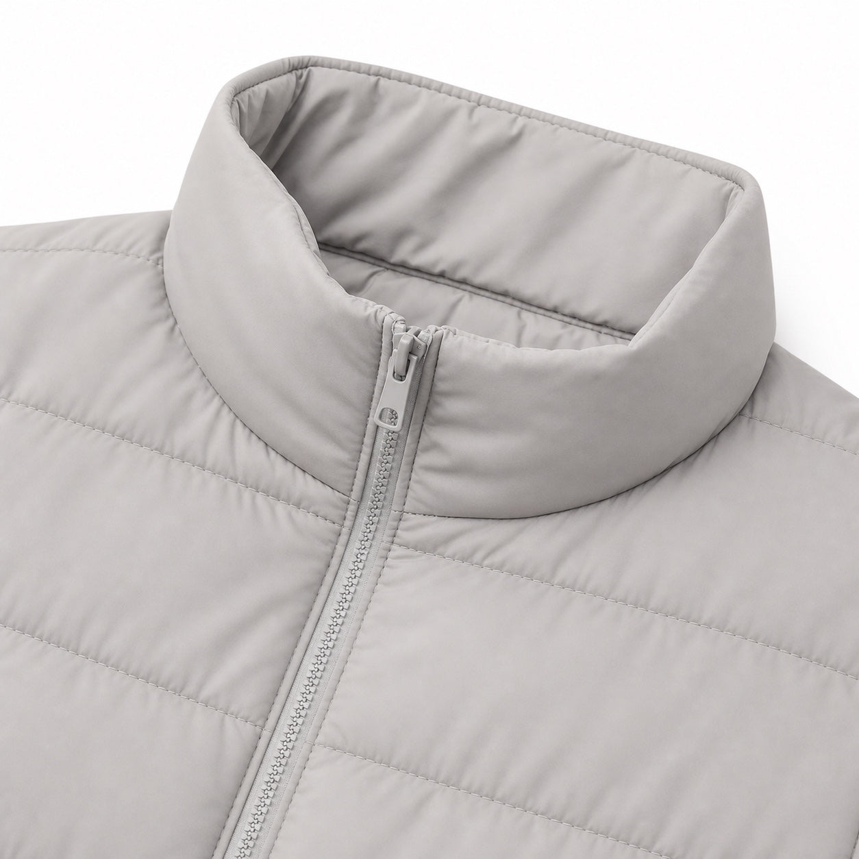 Women's Lightweight Quilted Puffer Jacket Stand Collar Regular Fit - Grey detail