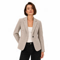 Women's Micro-Check Single-Button Blazer Tailored Fit - Apricot close front