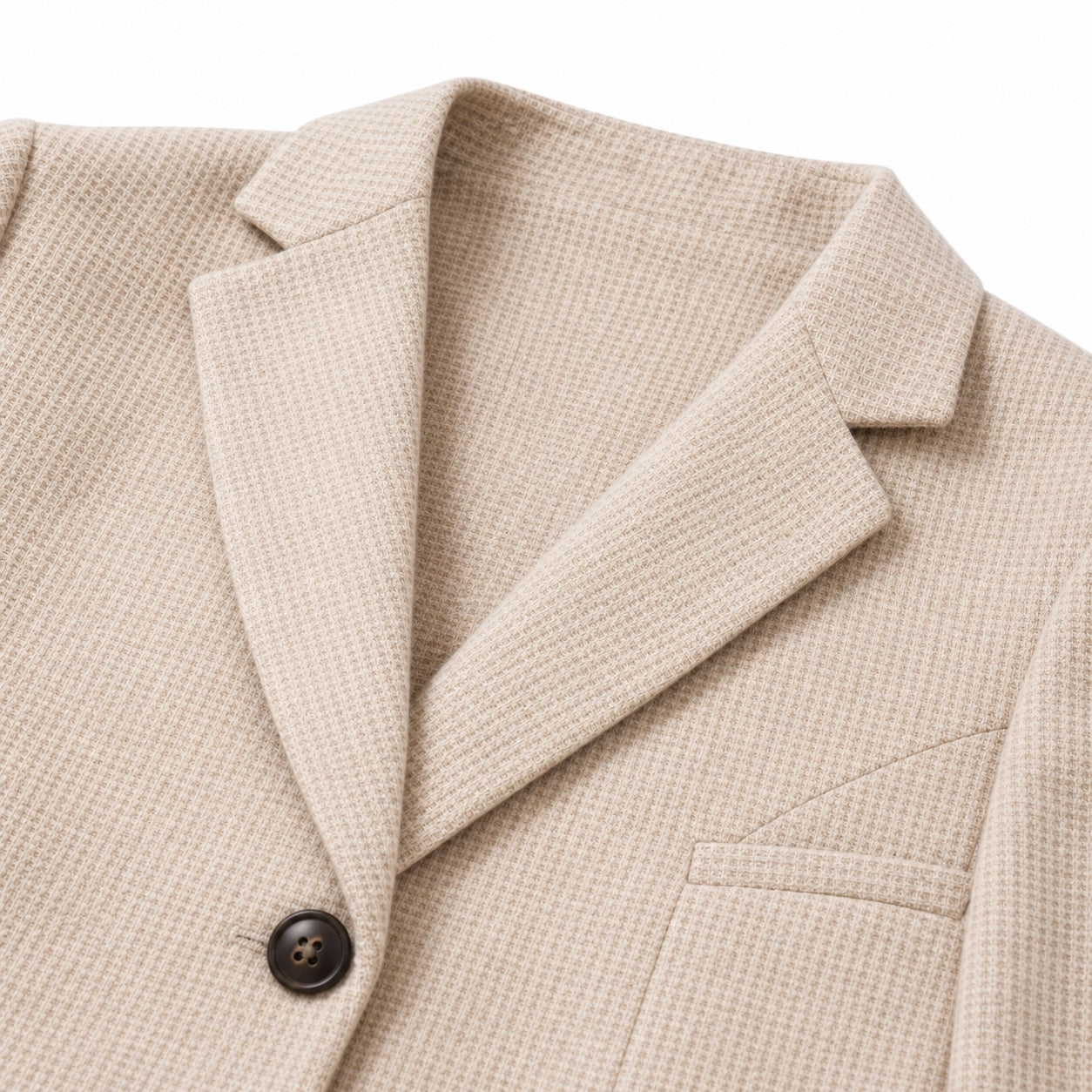Women's Micro-Check Single-Button Blazer Tailored Fit - Apricot detail