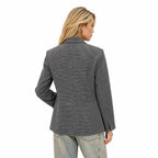 Women's Micro-Check Single-Button Blazer Tailored Fit - Black back