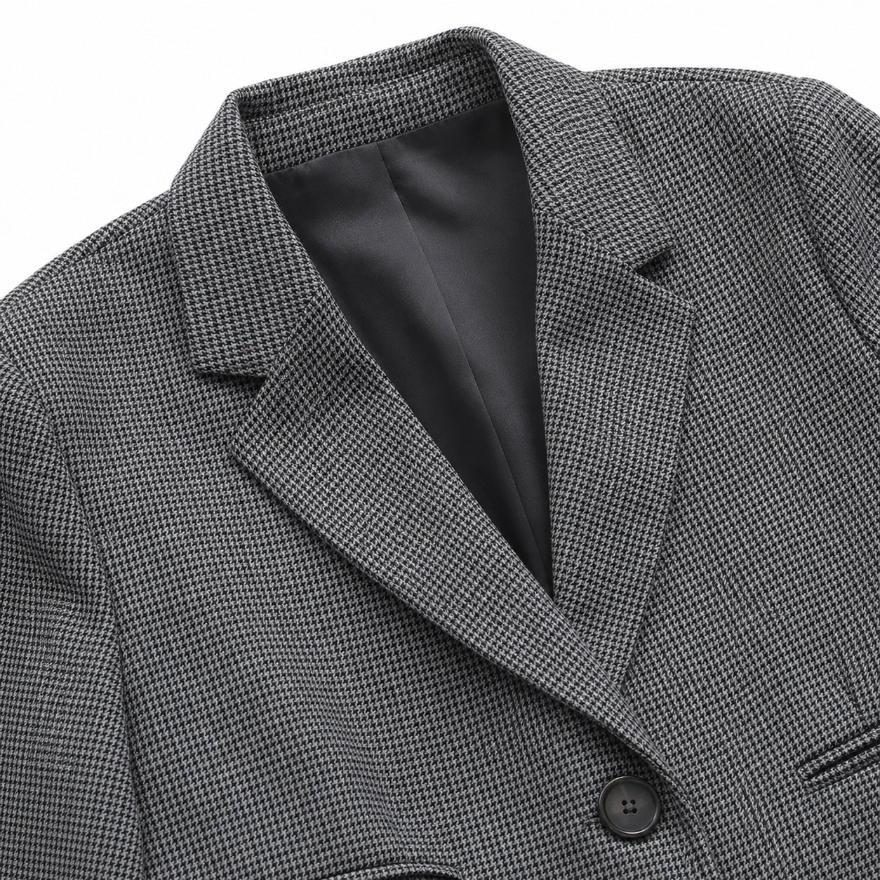 Women's Micro-Check Single-Button Blazer Tailored Fit - Black detail