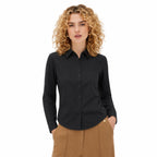 Women's Classic Button-Front Shirt Point Collar Regular Fit - Black 
